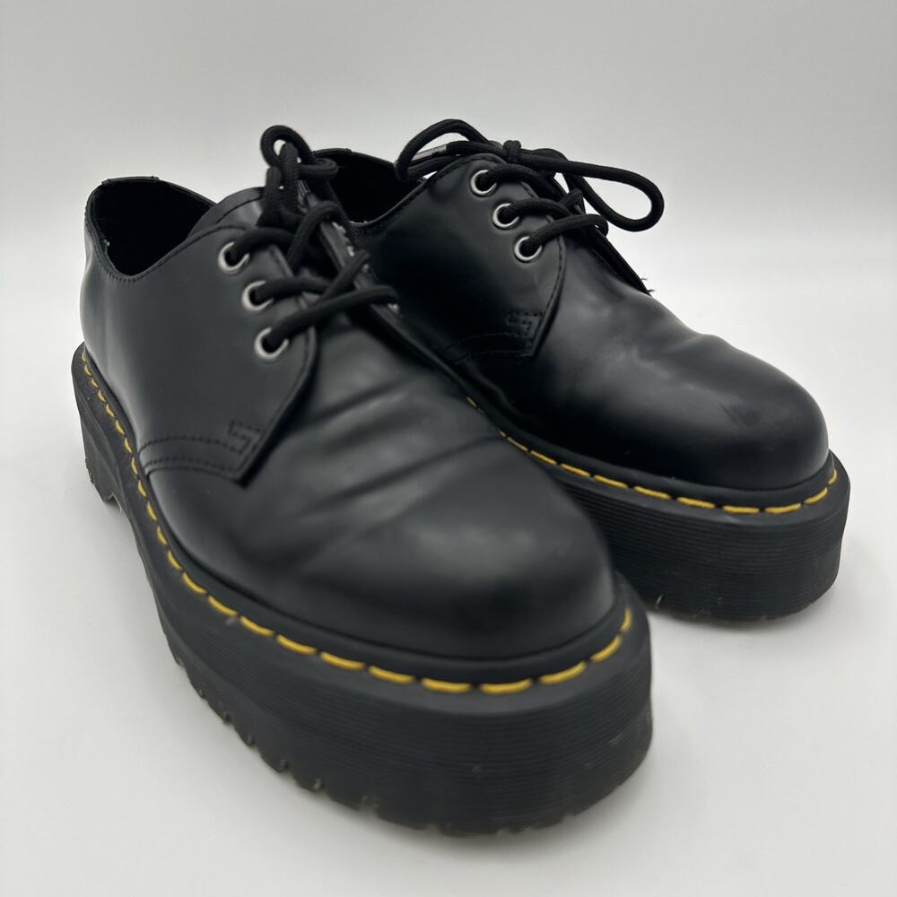 Dr Martens 1461 Quad Platform Black Leather Shoes Woman's Size 8 Men's 7